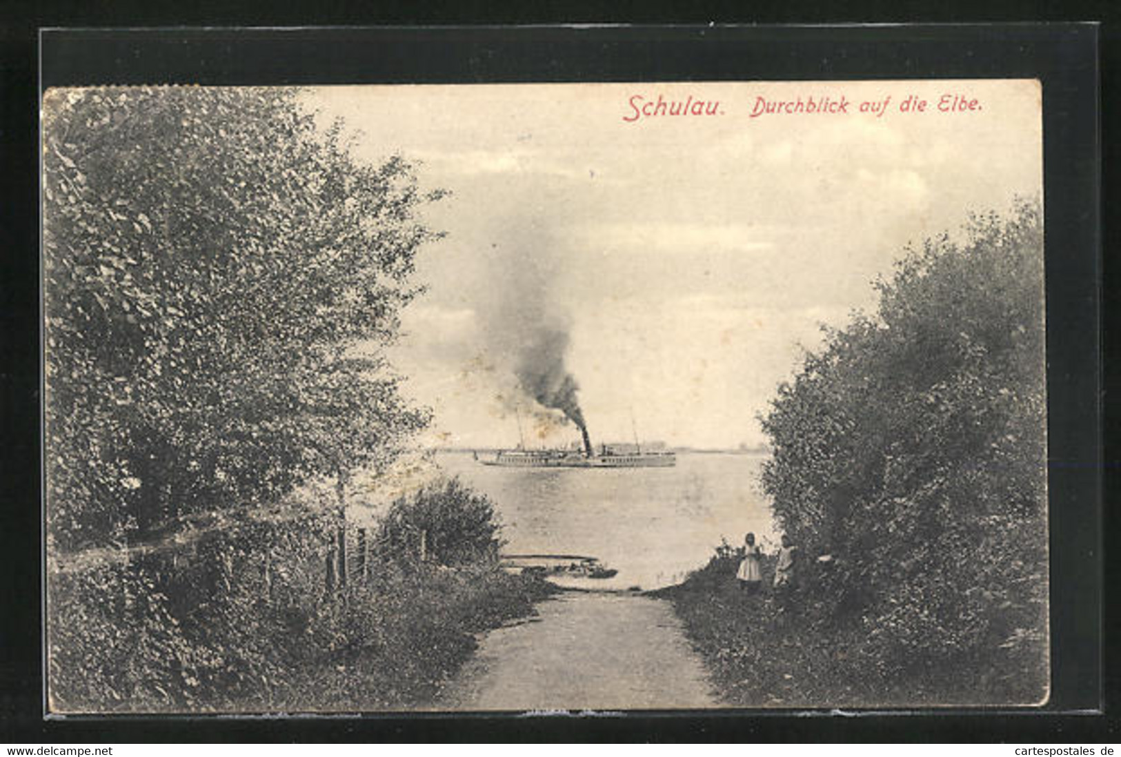 AK Schulau, Durchblick Auf Die Elbe Mit Einen Dampfer - Damp