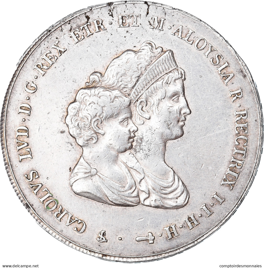 Monnaie, États Italiens, TUSCANY, Charles Louis, 10 Lire, 1807, SUP, Argent - Toscane