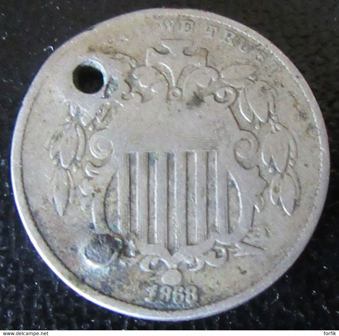 Etats-Unis / USA - Monnaie 5 Cents Shield 1868 Percée - 1866-83: Shield (Stemma)