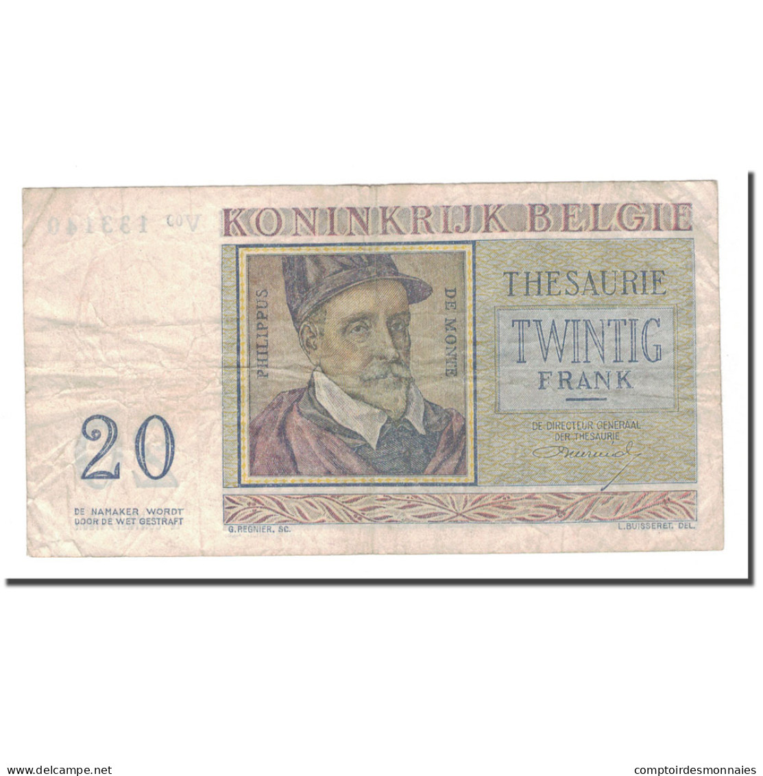 Billet, Belgique, 20 Francs, 1956, 1956-04-03, KM:132b, TB - Andere & Zonder Classificatie