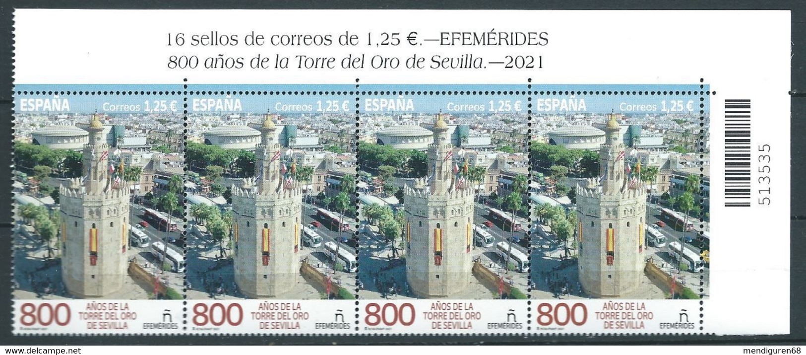 ESPAGNE SPANIEN SPAIN ESPAÑA 2021 VIII CENT TOWER OF GOLD  SEVILLA TORRE DEL ORO BKT 4V MNH ED 5491 MI 5541 YT 5246 SC 4 - Unused Stamps