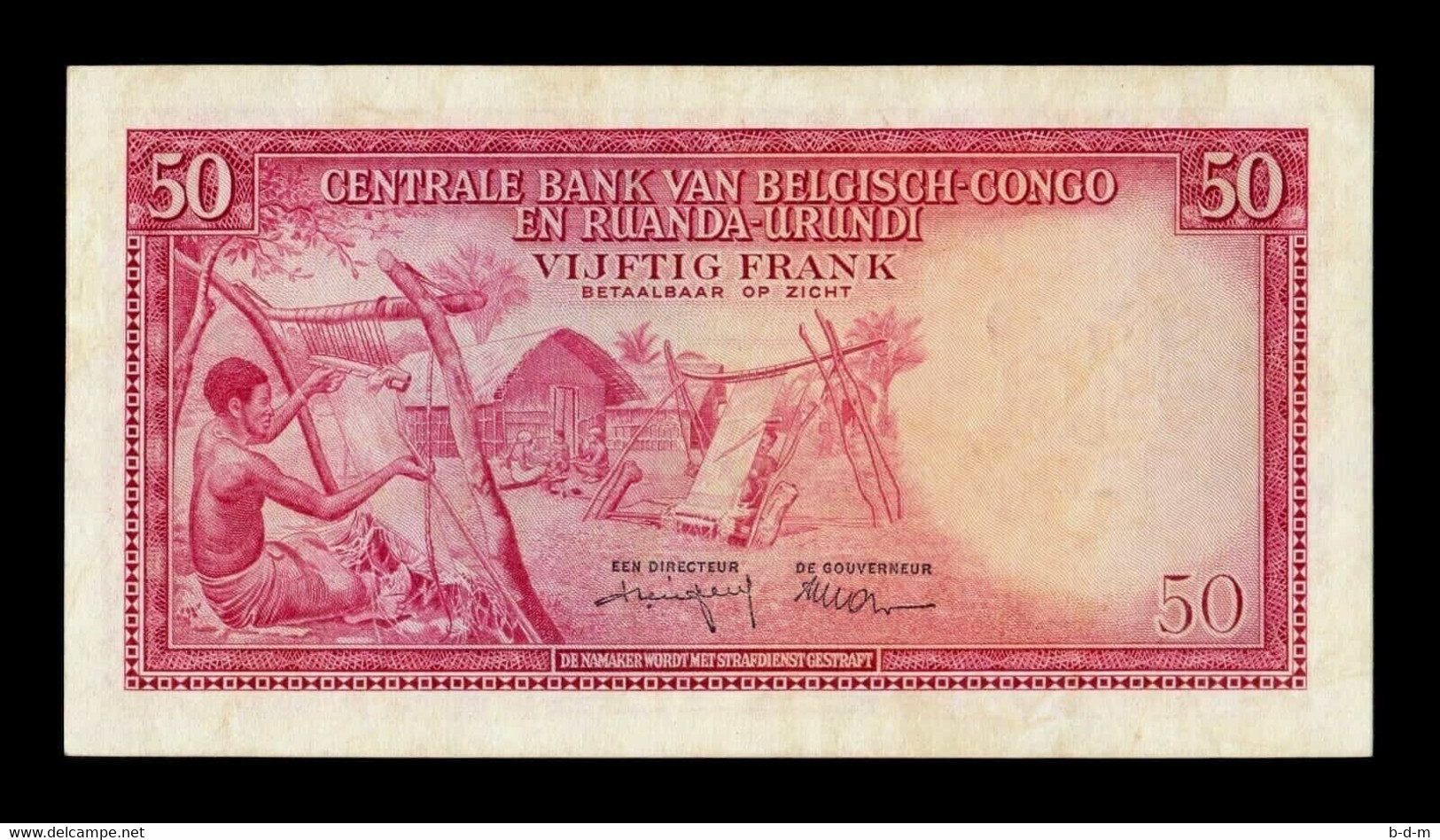 Congo Belga Belgium 50 Francs 1.9.1959 Pick 32 MBC VF - Banque Du Congo Belge