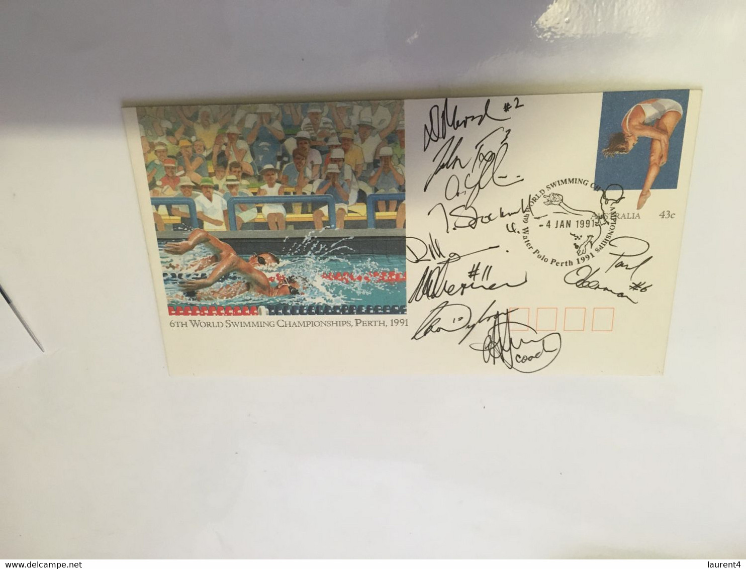 (SS )1 Australian FDC Cover - 6 World Swimming Championship 1991 - Signed By Water Polo Team - Waterpolo