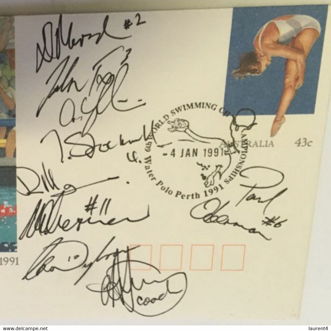 (SS )1 Australian FDC Cover - 6 World Swimming Championship 1991 - Signed By Water Polo Team - Waterpolo