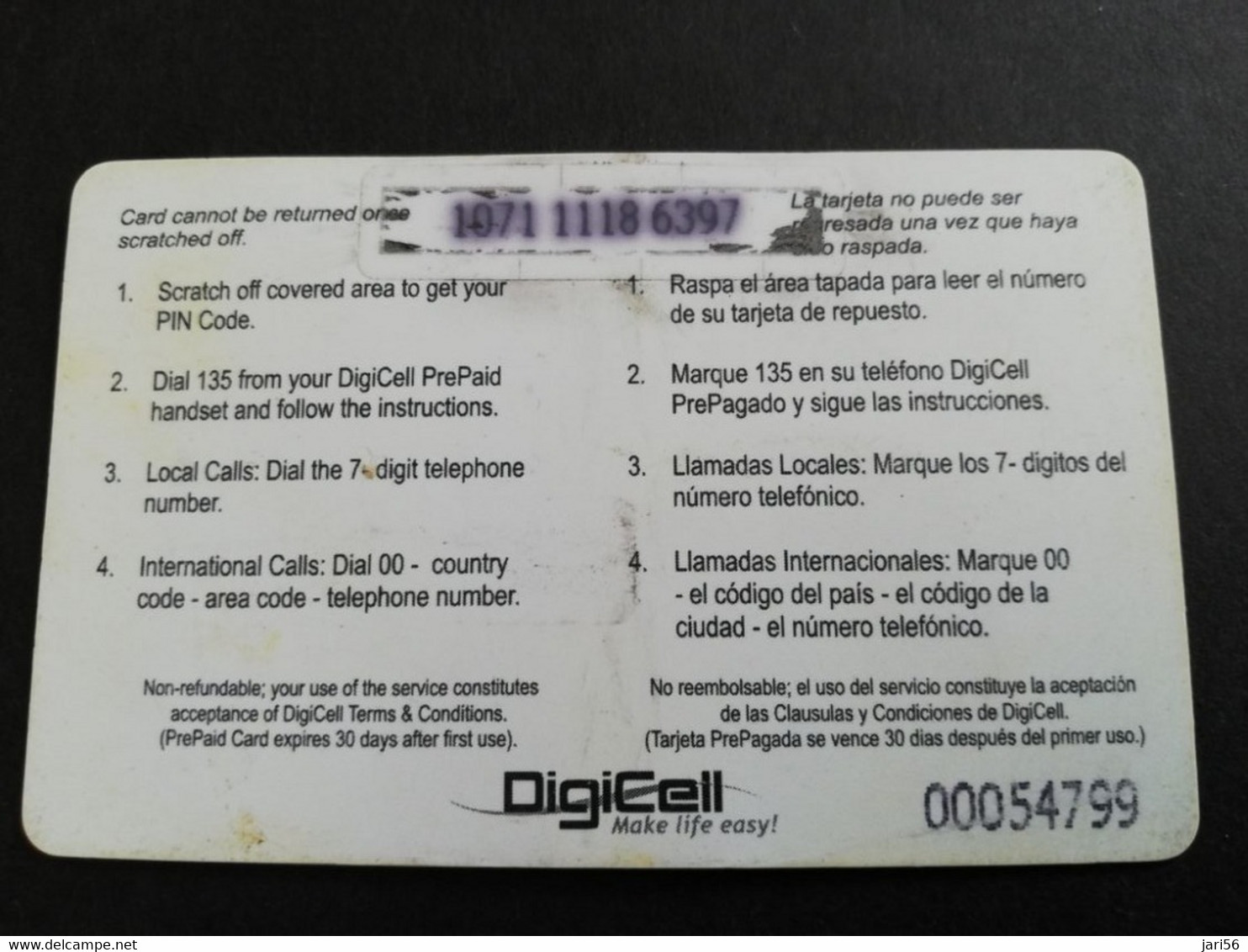 BELIZE Prepaid Card $20,-  DIGICEL/MAKE LIFE EASY   PREPAID   BTL    Fine Used Card  **5702** - Belize