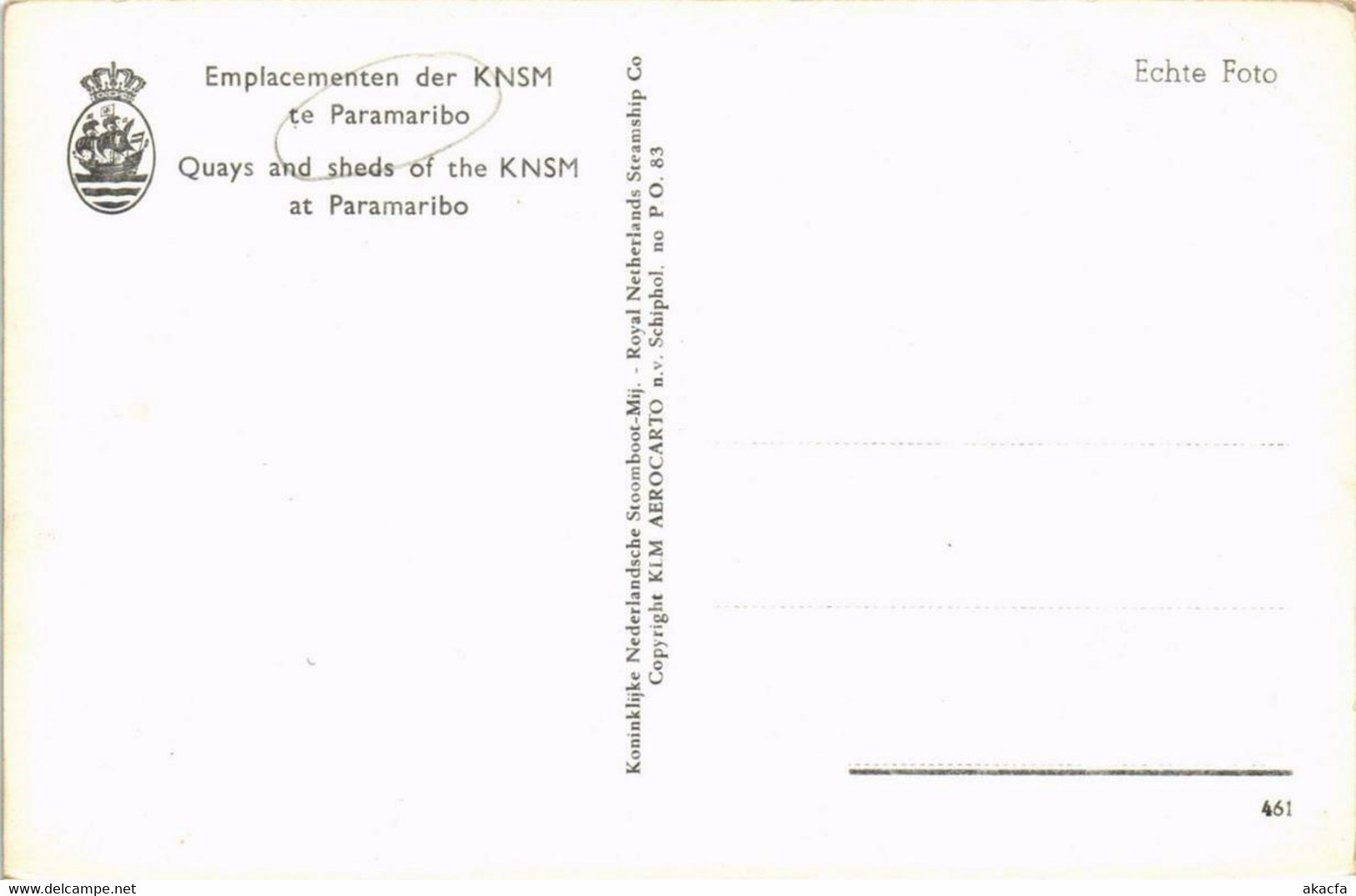 CPM AK Emplacementen Der KNSM Te PARAMARIBO SURINAME (750439) - Surinam