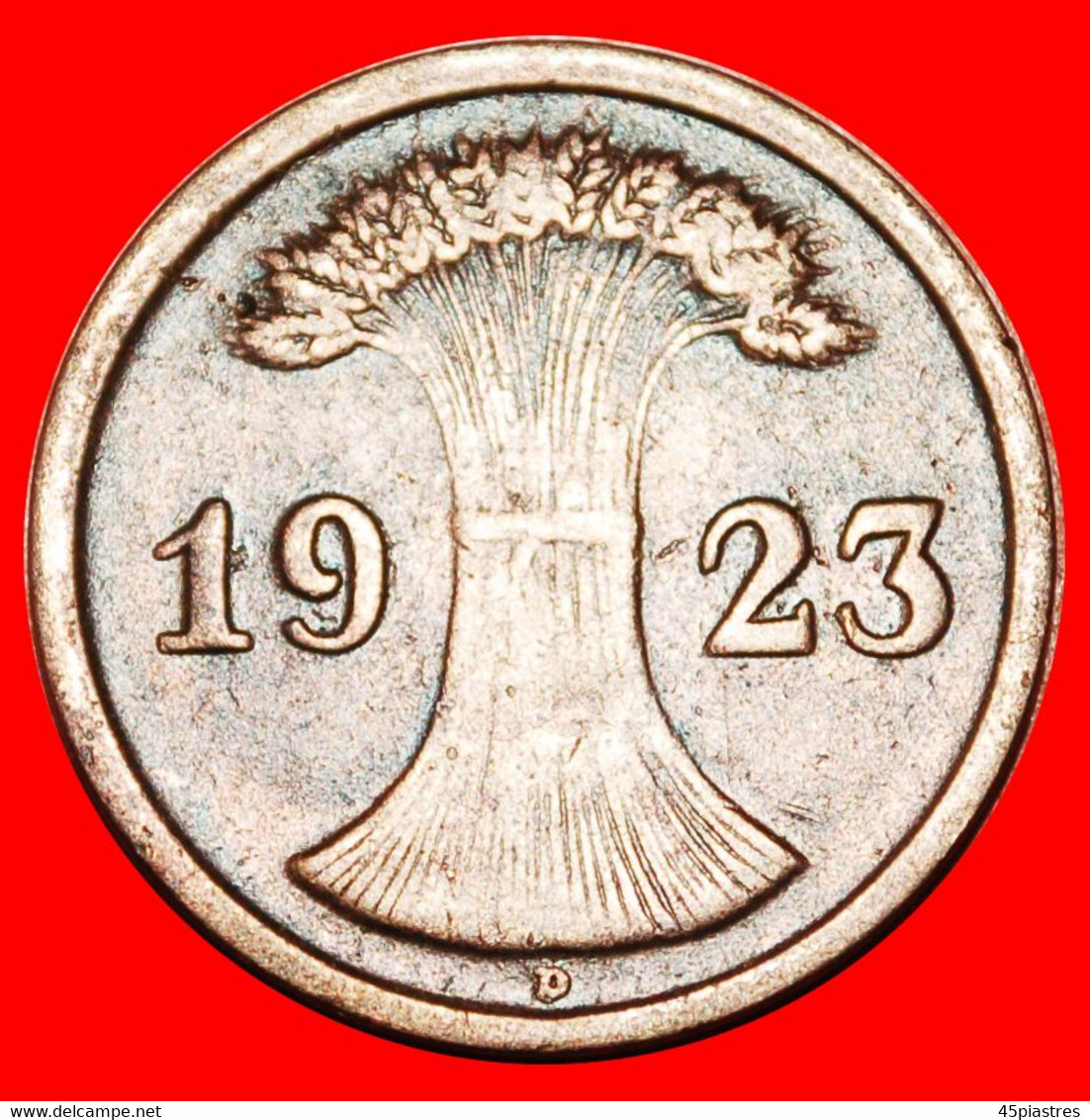 • WHEAT SHEAF (1923-1924): GERMANY ★ 2 RENTENPFENNIG 1923D! LOW START ★ NO RESERVE! - 2 Renten- & 2 Reichspfennig