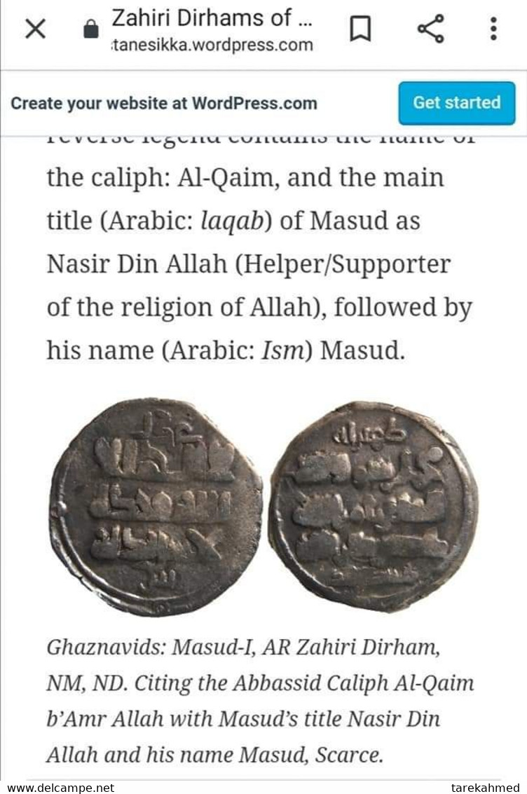 Ghaznavids: Masud-I, AR Zahiri Dirham, NM, ND. Citing The Abbassid Caliph Al-Qaim B’Amr Allah With Masud’s ,1030 AD - Islamitisch