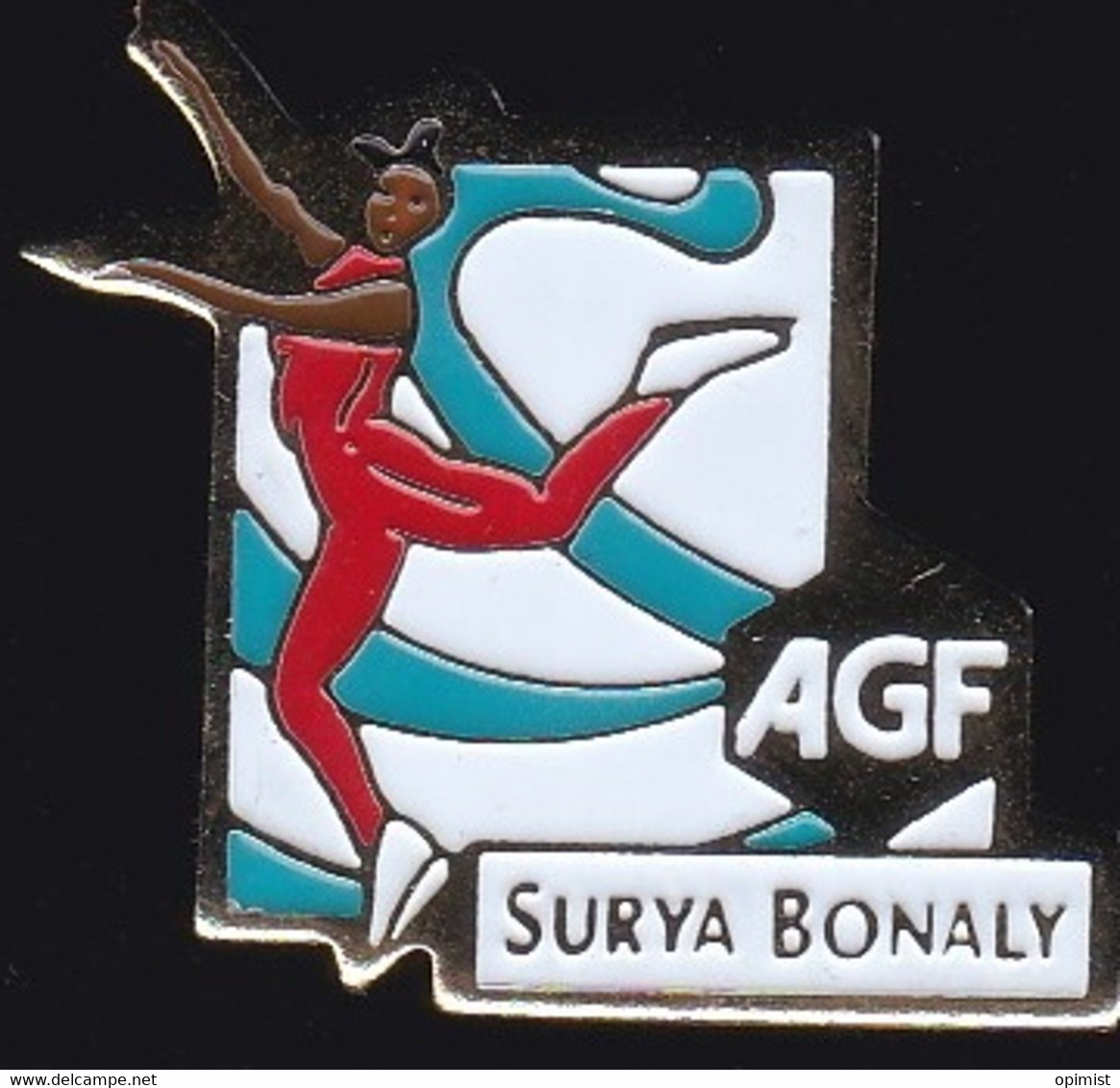 71539-Pin's-AGF Assurances.Patinage.Surya Bonaly. - Skating (Figure)