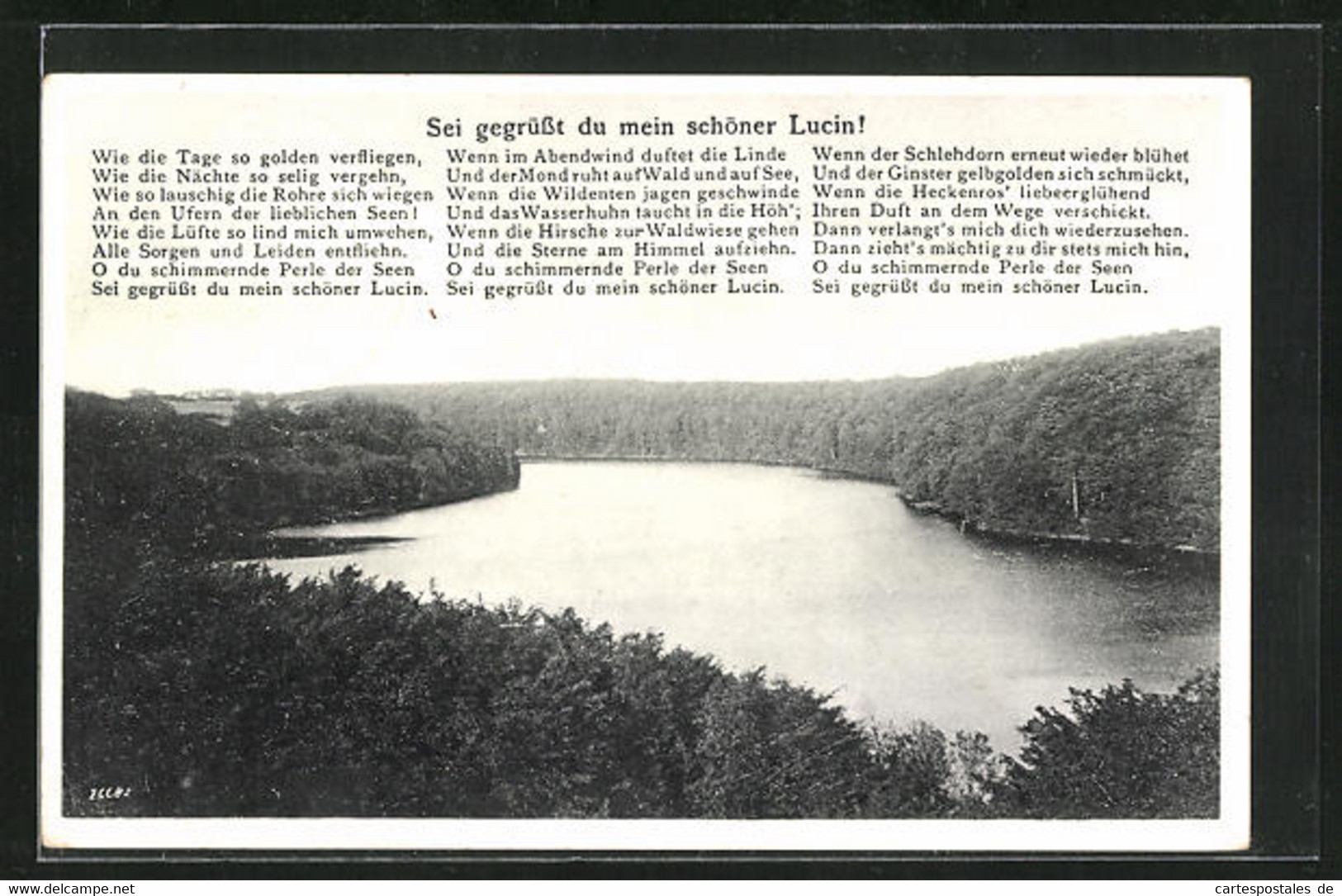 AK Bad Feldberg I. Mecklb., Schmaler Luzin-See Aus Der Vogelschau, Gedicht Sei Gegrüsst Du Mein Schöner Lucin! - Feldberg