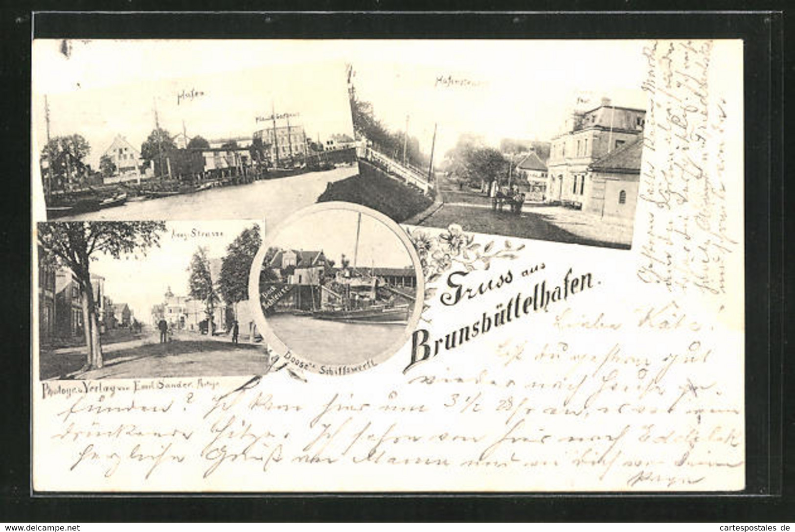 AK Brunsbüttelhafen, Hafenstrasse Mit Hotel Zur Post, Doose`s Schiffswerft, Hafen - Brunsbuettel