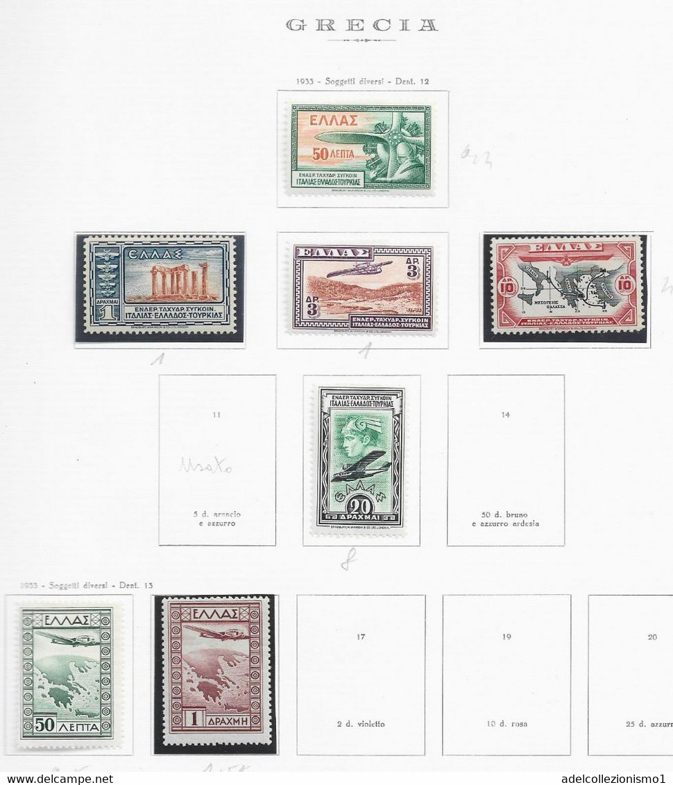 95604) GRECIA - POSTA AEREA SOGETTI DIVERSI 1933 MLH**+MNH** - Ungebraucht