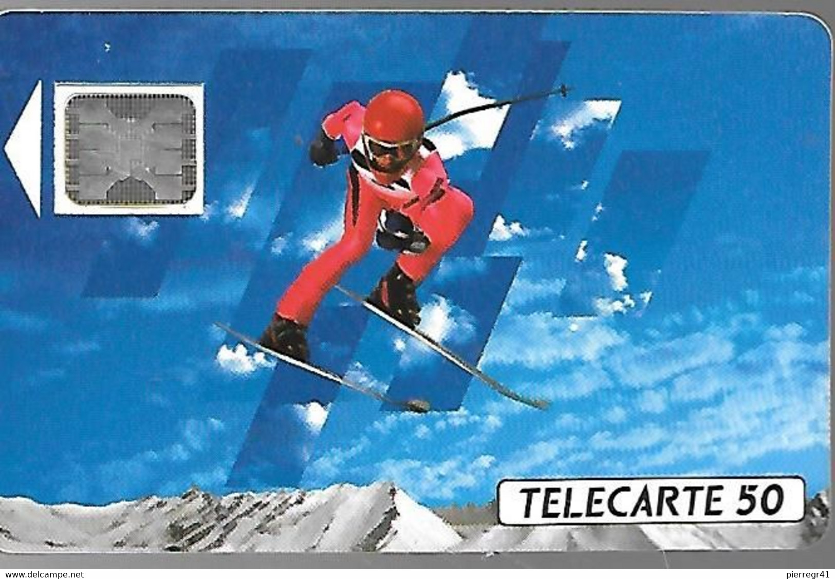 CARTE-PUBLIC-F132B-50U-SC5 On-Trou 6-12/90-SKIEUR 1-5 Pe-22205-UTILISEE-  TBE - 1990