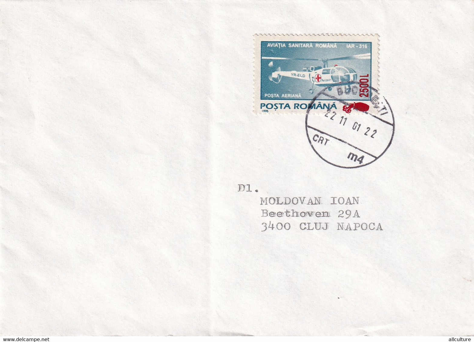 A9428-  LETTER FROM BUCHAREST 2001 ROMANIA USED STAMPS ON COVER ROMANIAN POSTAGE SENT TO CLUJ NAPOCA - Brieven En Documenten