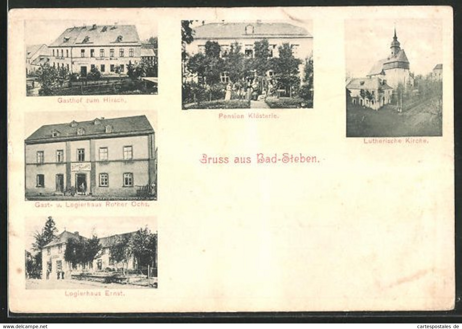 AK Bad-Steben, Gasthof Zum Hirsch, Pension Klösterle, Gasthaus U. Hotel Rother Ochs - Bad Steben