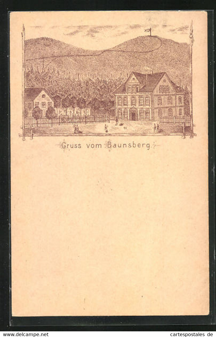 Lithographie Baunatal, Gasthaus Baunsberg - Baunatal