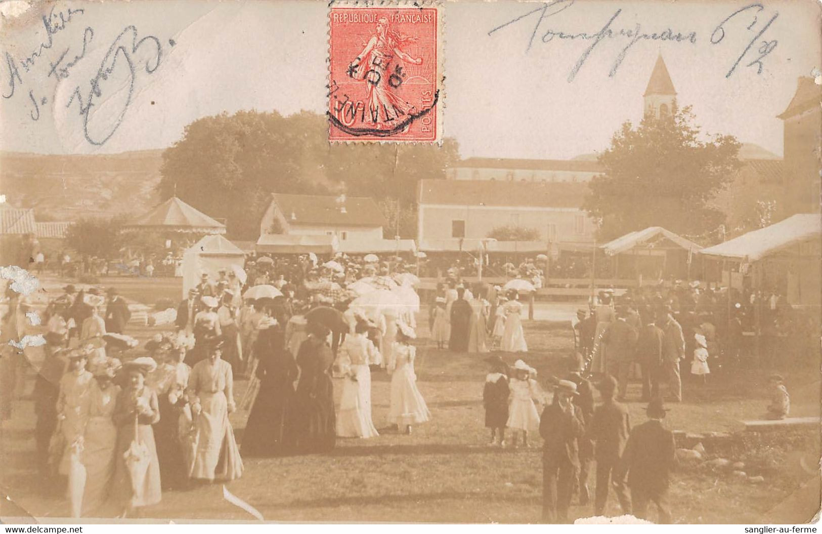 CPA 30 POMPIGNAN CARTE PHOTO DE LA FETE VOTIVEAU CHAMP DE BLAISE - Autres & Non Classés