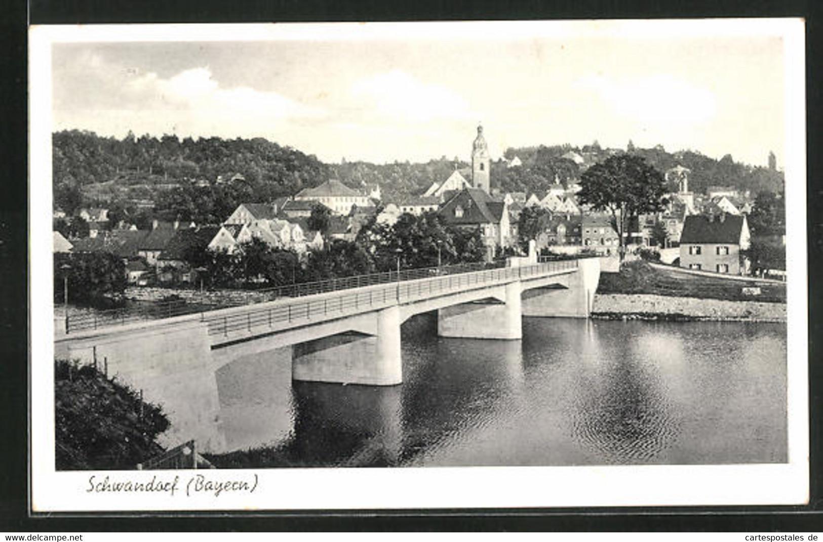 AK Schwandorf /Bayern, Flusspartie Gegen Zentrum - Schwandorf