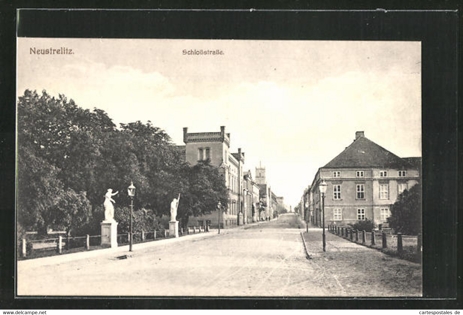 AK Neustrelitz, Schlossstrasse Mit Bäumen - Neustrelitz