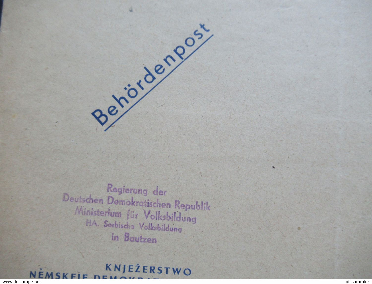 1955 Dienst Nr. 8 MeF Behördenpost Umschlag Zweisprachig Regierung Der DDR Ministerium Für Volksbildung Sorbische Volksb - Other & Unclassified