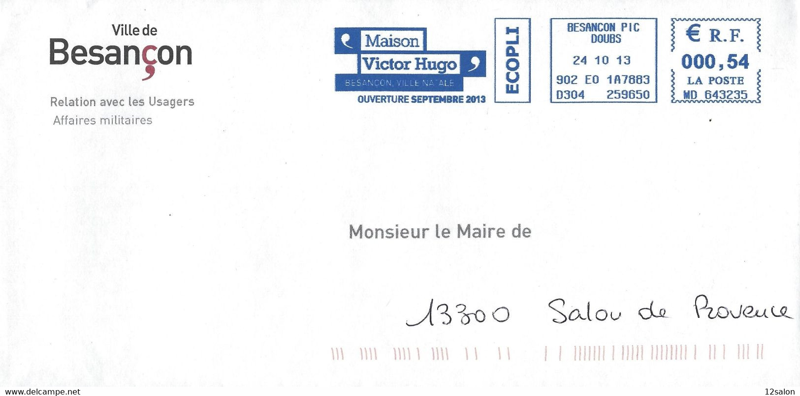 LETTRE  MAISON DE VICTOR HUGO à BESANCON - Autres & Non Classés