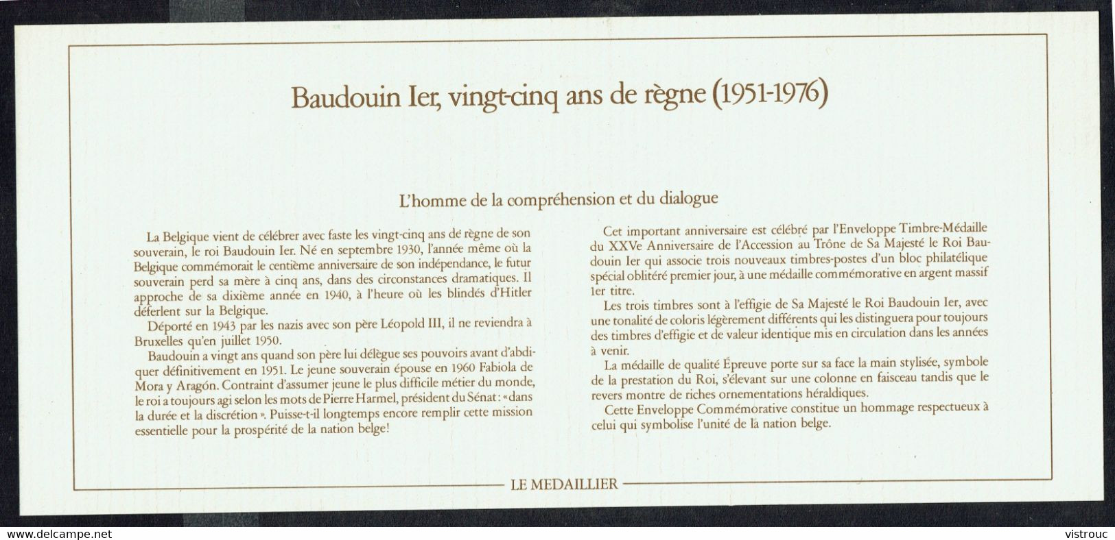 XXVe Anniv. De L'accession Au Trône De S.M. Le Roi Baudouin - Médaille Ag Massif + Enveloppe Avec BF. - Adel