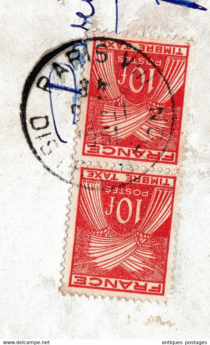 Lettre Belgique 1951 Paris Timbres Armoiries Paire Timbre Taxe - Briefe U. Dokumente