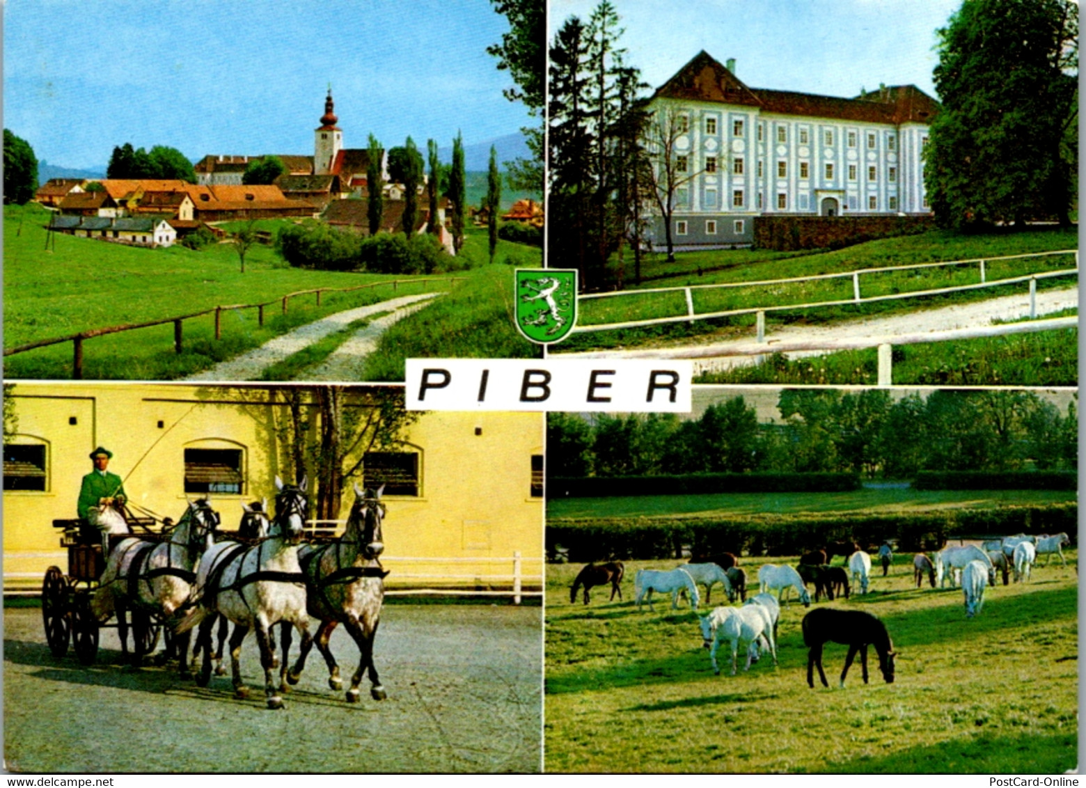 12561 - Steiermark - Piber , Barockschloß , Staatsgestüt, Berühmte Lipizzanerzucht , Mehrbildkarte - Gelaufen 1982 - Köflach