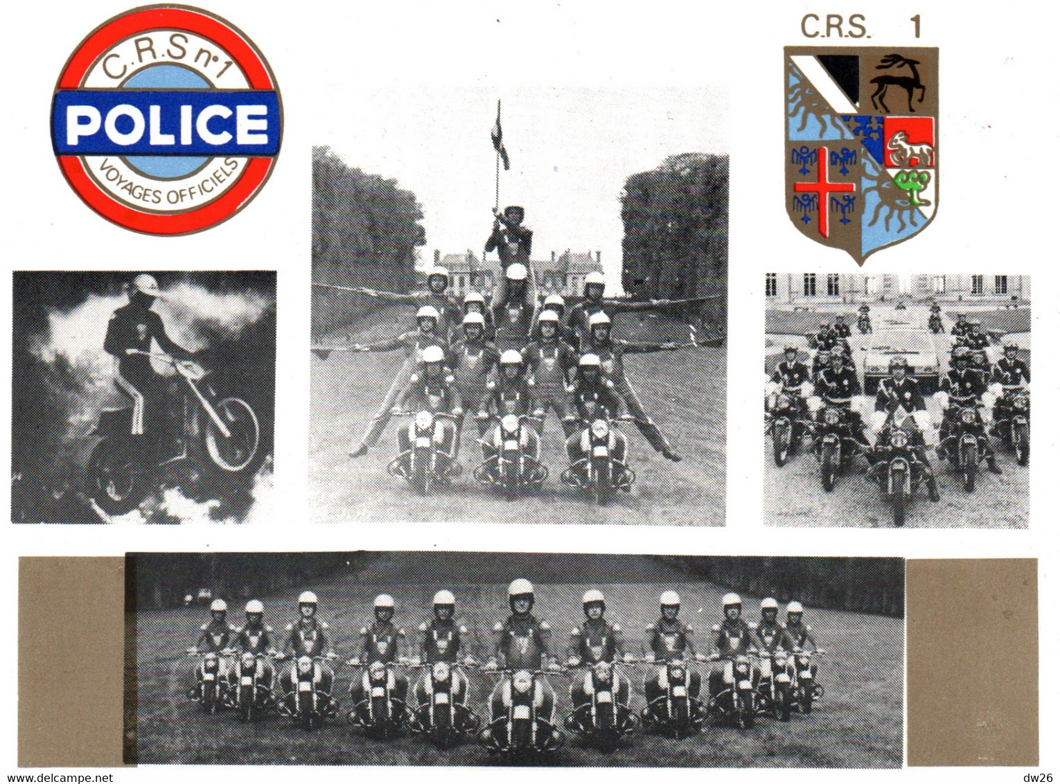 Motards C.R.S. N° 1 - Peloton Motocycliste D'Acrobatie De La Police Nationale (Ally, Haute-Loire 1979) - Police - Gendarmerie