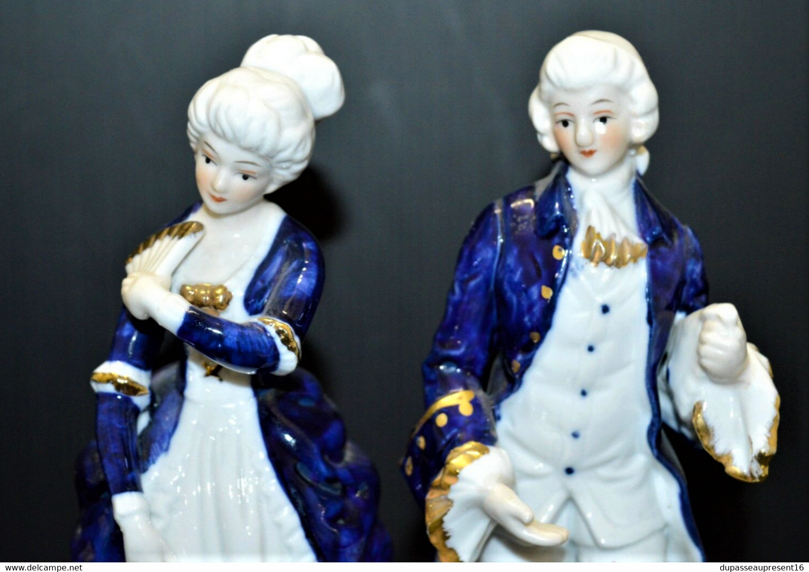 STATUETTE COUPLE MARQUIS MARQUISE PORCELAINE  Peinte à La Main XXe Déco Vitrine Collection - Sonstige & Ohne Zuordnung