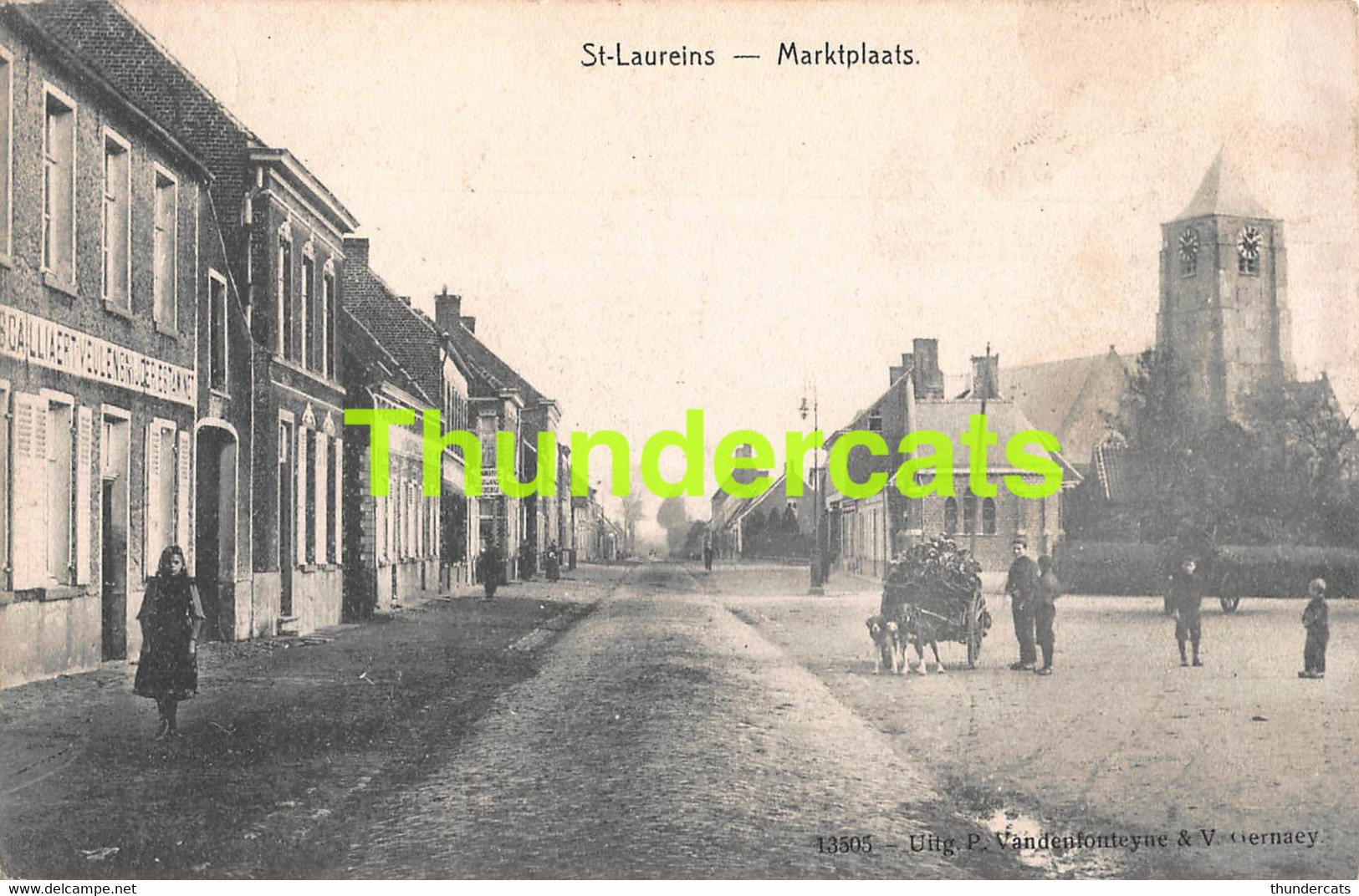 CPA SINT ST LAUREINS MARKTPLAATS HONDENKAR ATTELAGE DE CHIEN - Sint-Laureins