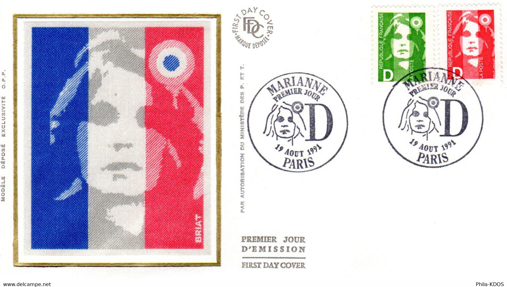 &#9989; " LETTRE D " Sur Enveloppe 1er Jour De 1991 N° YT 2711 2712. Parfait état. FDC - 1989-1996 Bicentenial Marianne