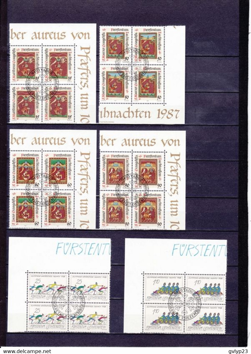 UN LOT DE 74 BLOCS DE 4 OBLITéRéS/296 TIMBRES/ 1/20° COTE/ 1986-1990 - Collections