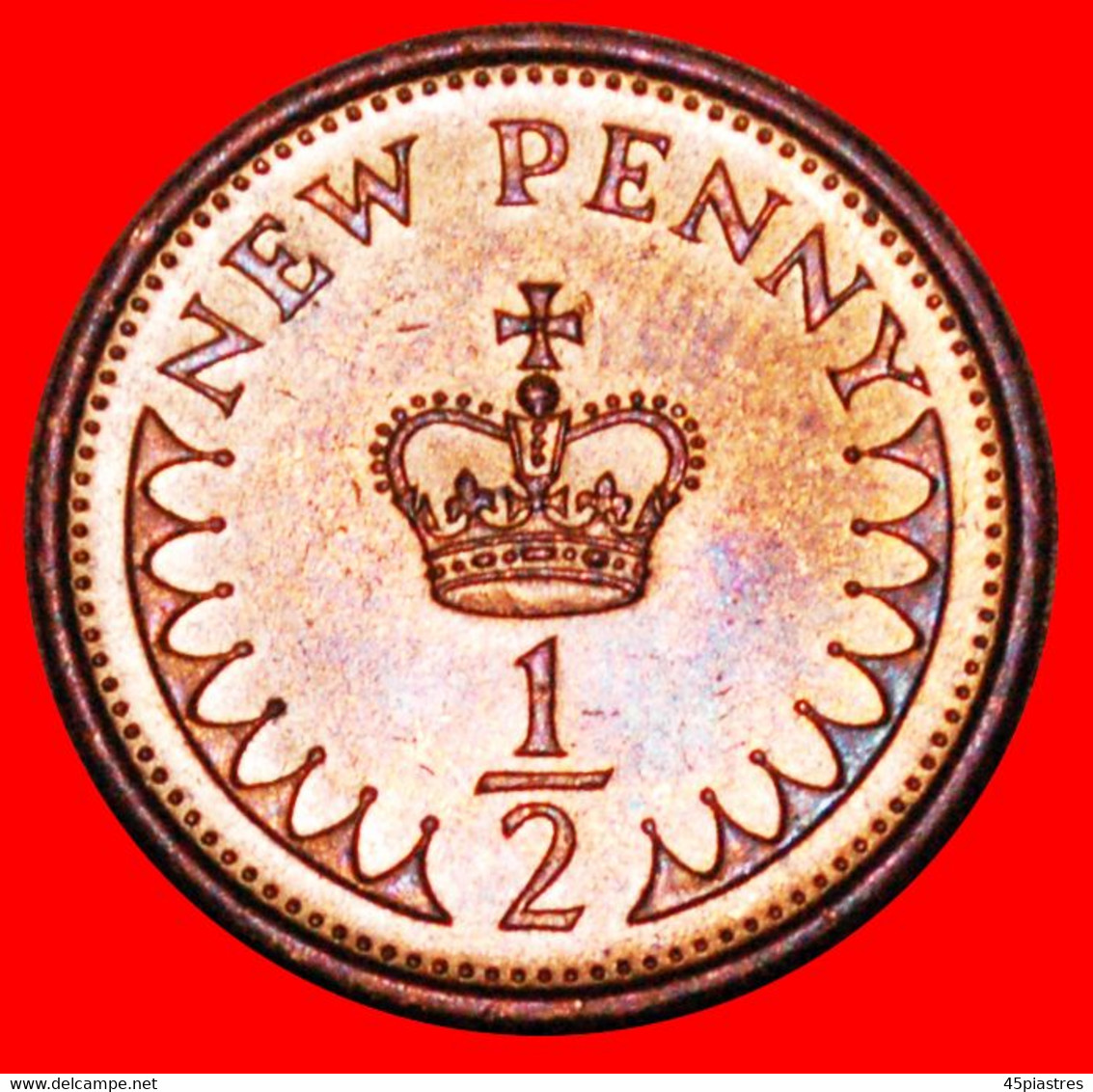 • CROWN: UNITED KINGDOM ★ HALF NEW PENNY 1980 UNC MINT LUSTRE! LOW START ★ NO RESERVE! - 1/2 Penny & 1/2 New Penny