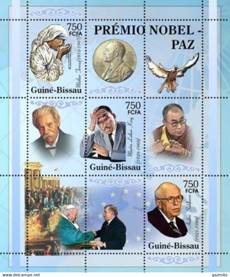 Guinea Bissau 2005, Peace Nobel Prices, M. Teresa, M.L. King, Pope J. Paul II, 3val In BF - Martin Luther King