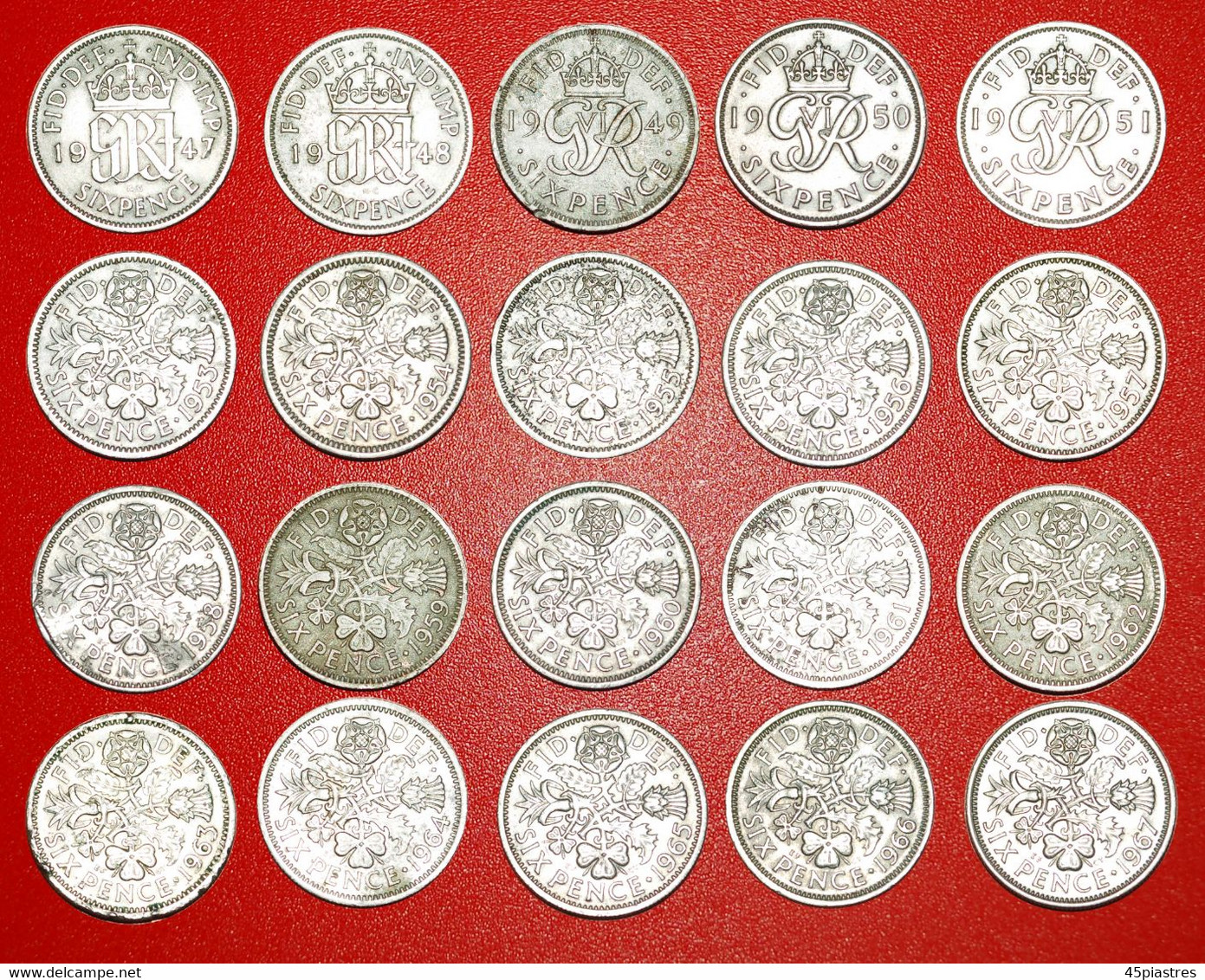 • SET 20 COINS: UNITED KINGDOM ★ 6 PENCE 1947-1967! LOW START ★ NO RESERVE! - M. Sammlungen