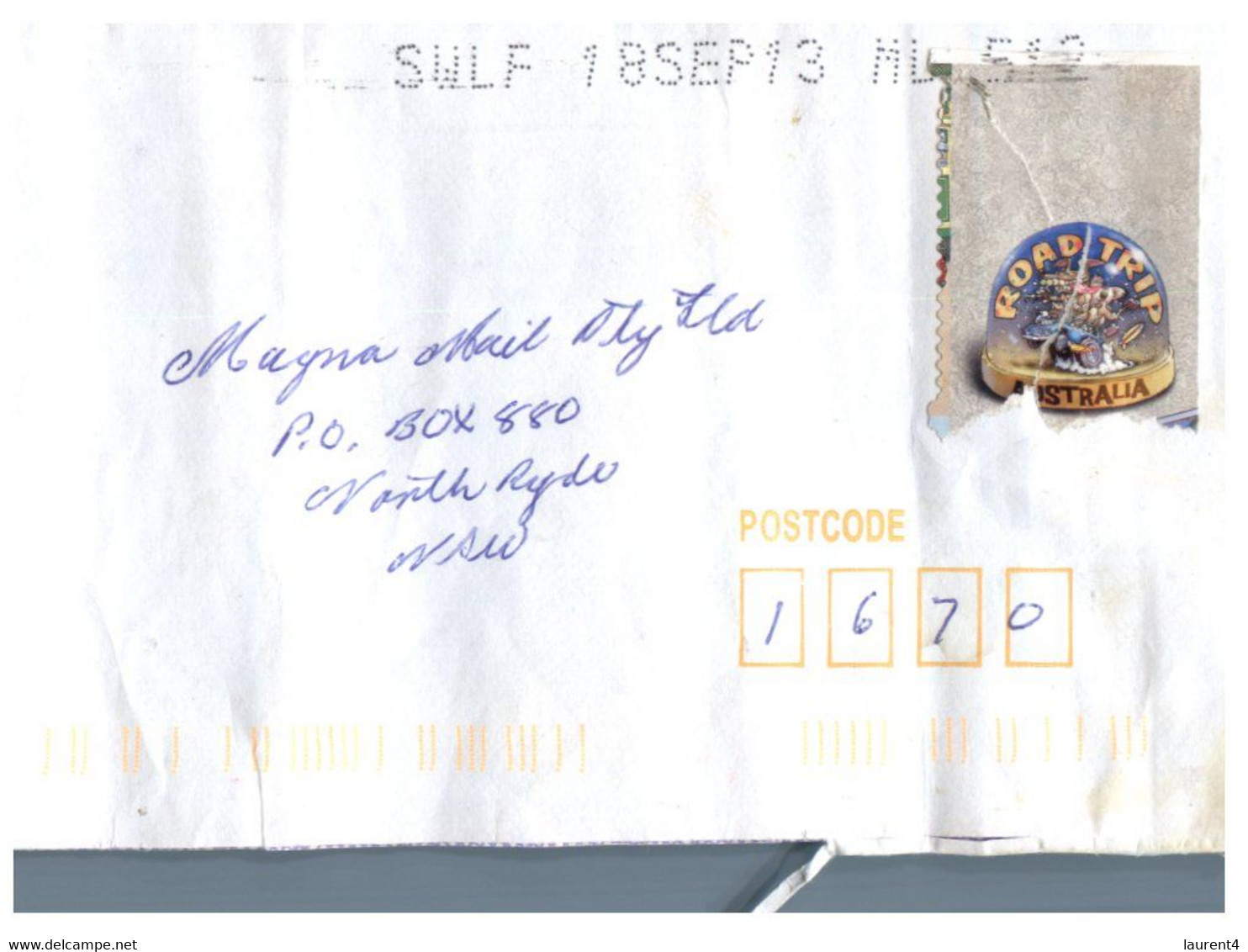 (SS 32) Australia - Cover Posted With Postal " Label " (instead Of Stamp...) Went Through The Mail WITHOUT Fine ! 2013 - Variétés Et Curiosités