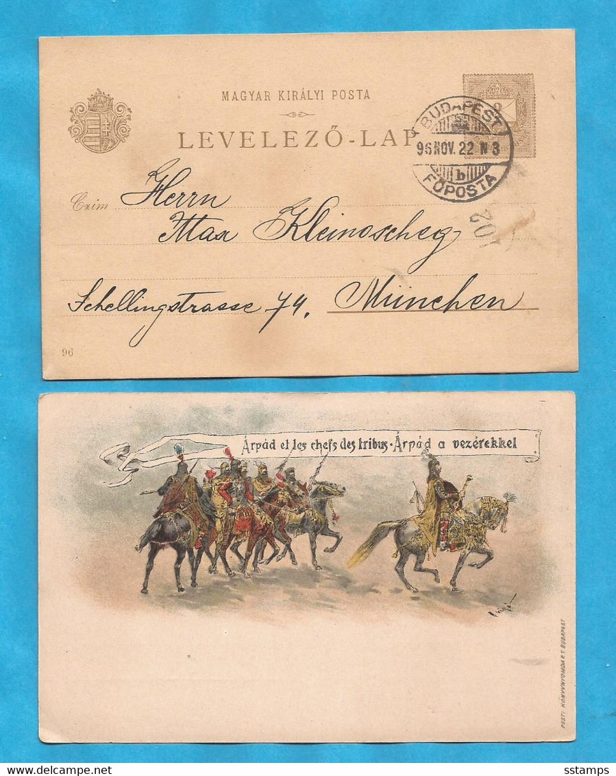 23-06 UNG  UNGARN UNGHERIA POSTKARTE  MILITARI  TRACHTEN  CAVALLI ARPAD UND TRIBU - Marcophilie