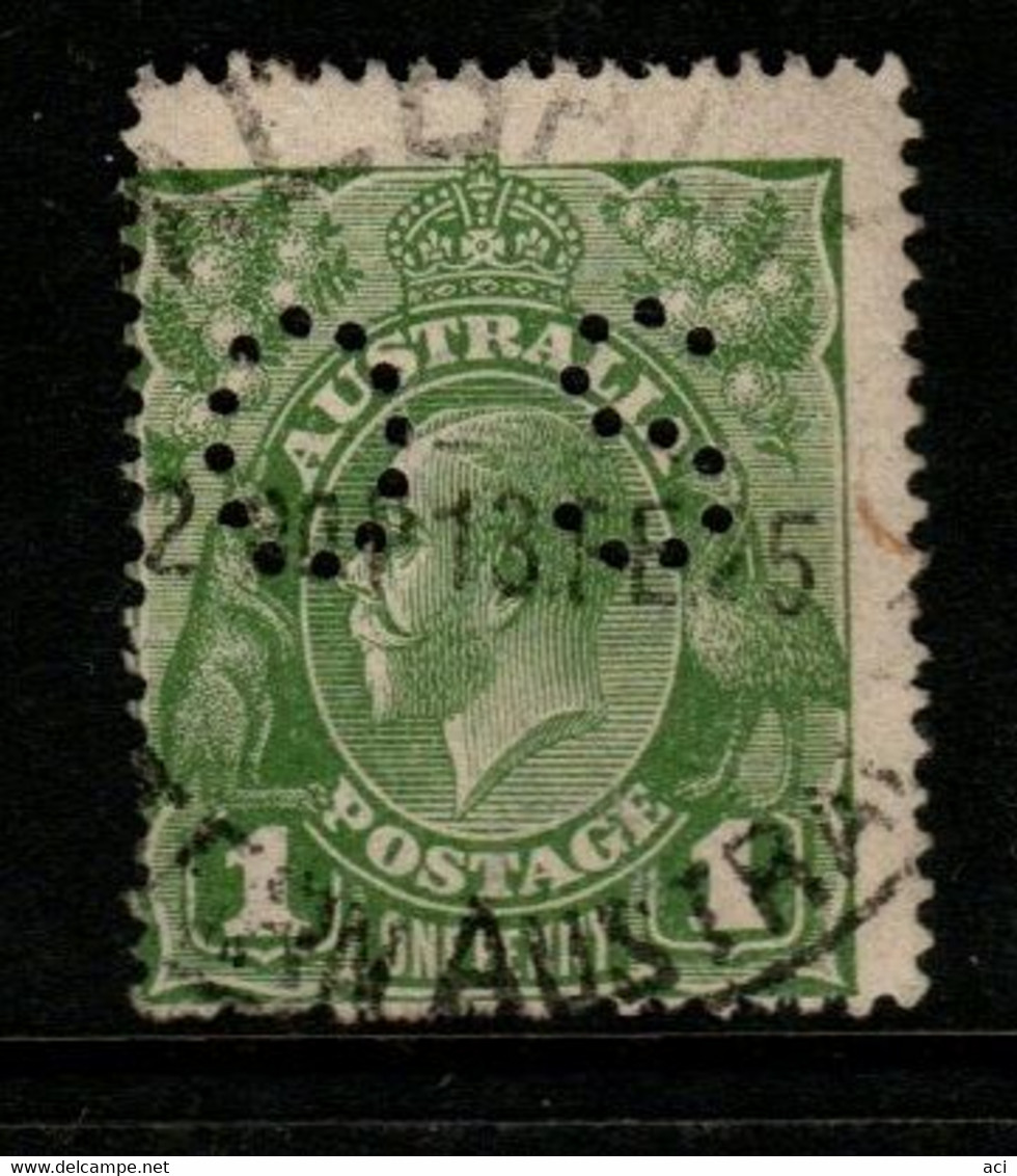 Australia SG O79  1924 King George V Perforated OS, 1d Sage-green Single Wtmk,Used, - Service