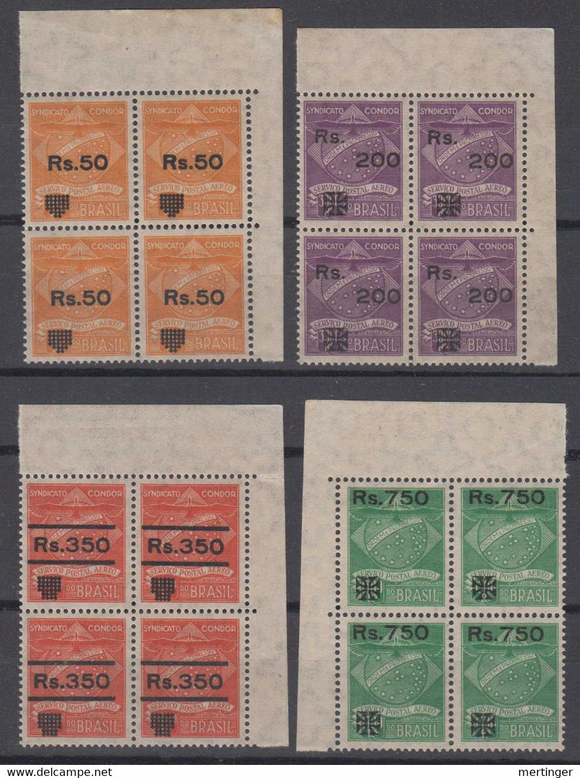 Brazil Brasil Condor Mi# 12-15 ** MNH Overprint 1930 Corner Block Of 4 - Luftpost (private Gesellschaften)