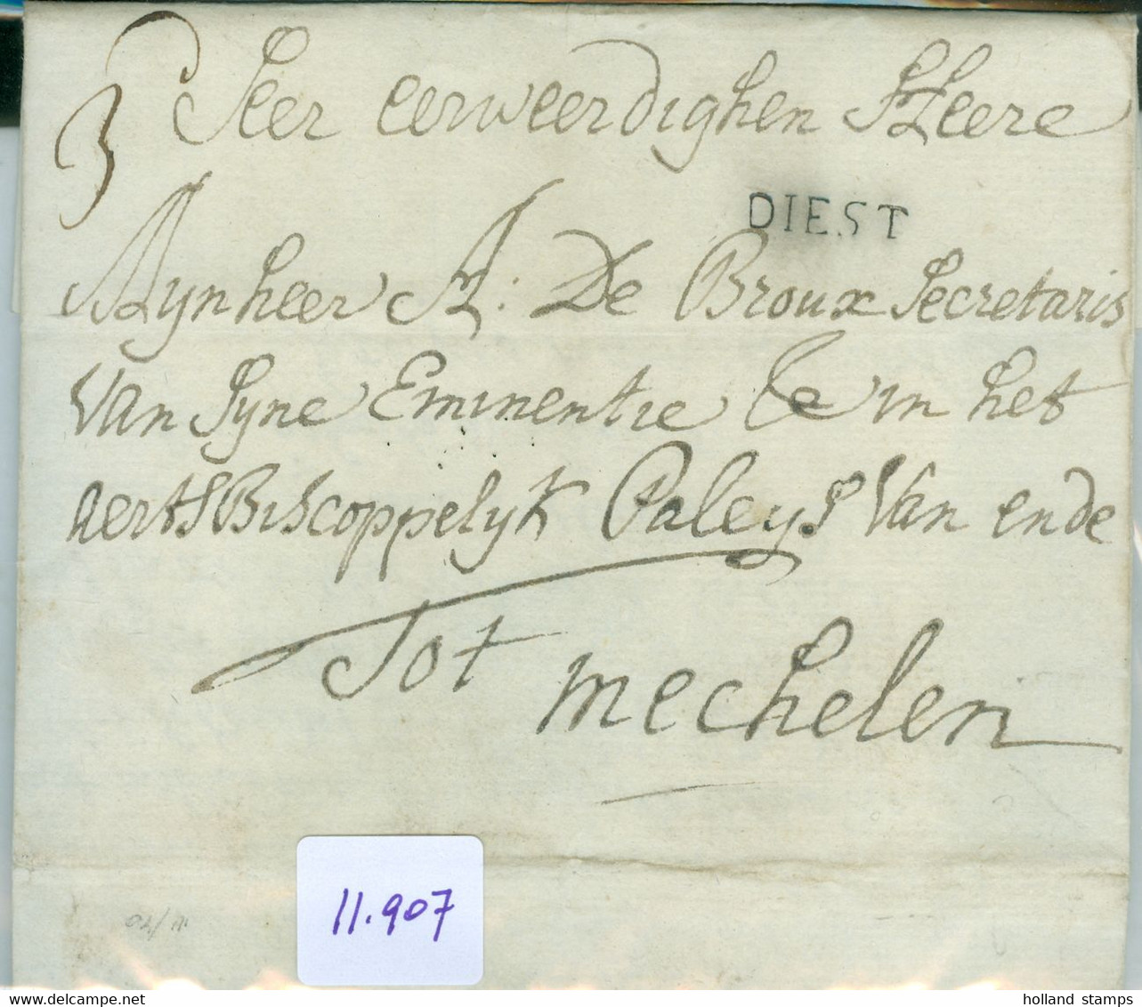 BELGIQUE Départements Conquis DIEST * HANDGESCHREVEN BRIEF Uit 1774 Gelopen Van DIEST Naar MECHELEN * PRECURSOR (11.907) - 1714-1794 (Austrian Netherlands)