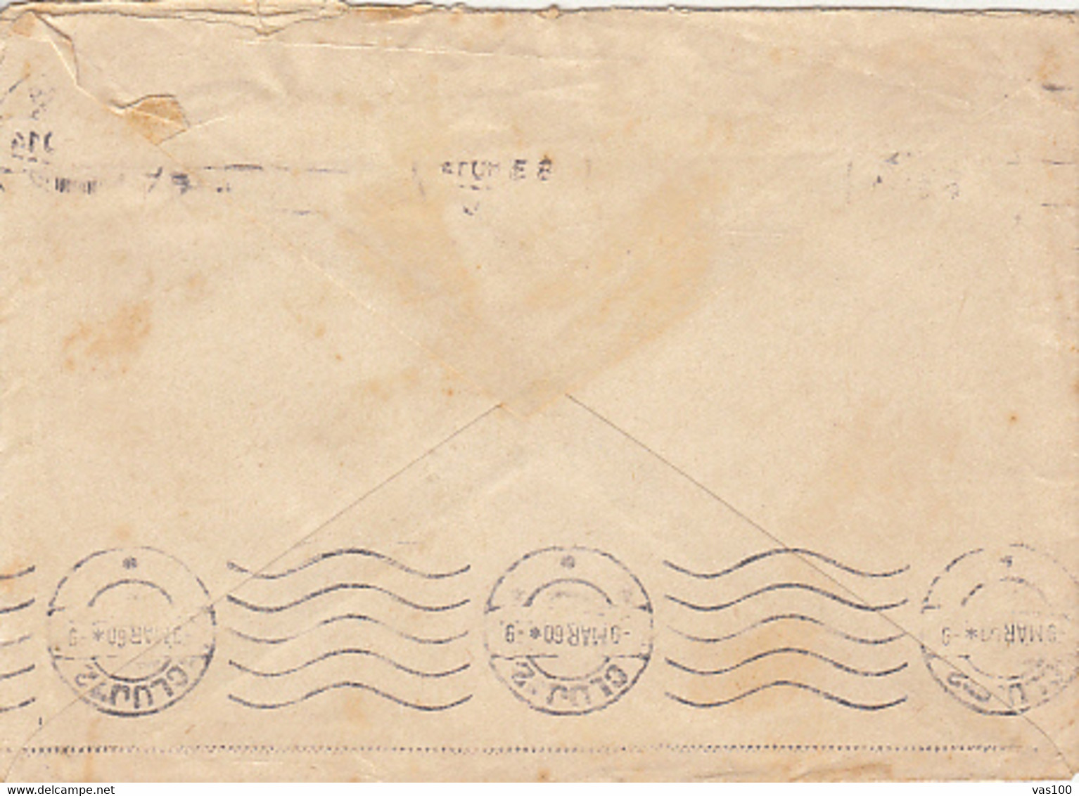 MINER, PRINTING STAMPS, WAVY LINES CANCELLATIONS ON COVER, 1960, ROMANIA - Storia Postale