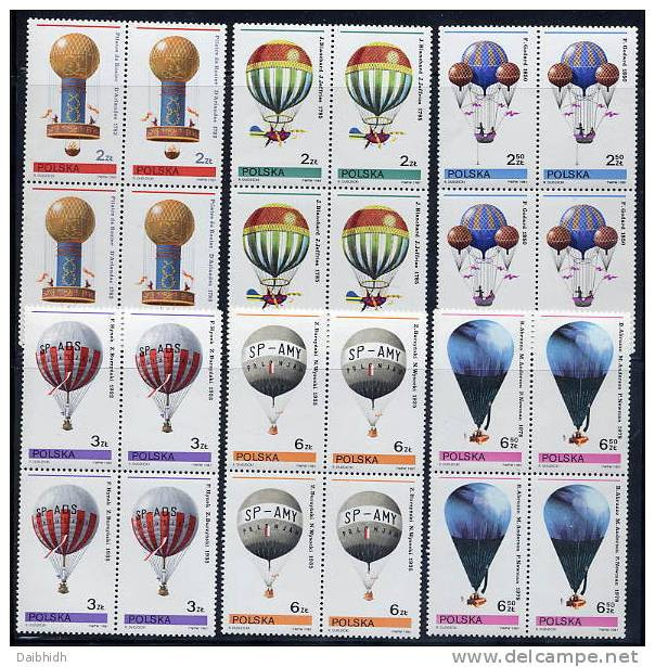 POLAND 1981 Gordon Bennett Balloon Championships Set In Blocks Of 4 MNH / **.  Michel 2729-34 - Ungebraucht