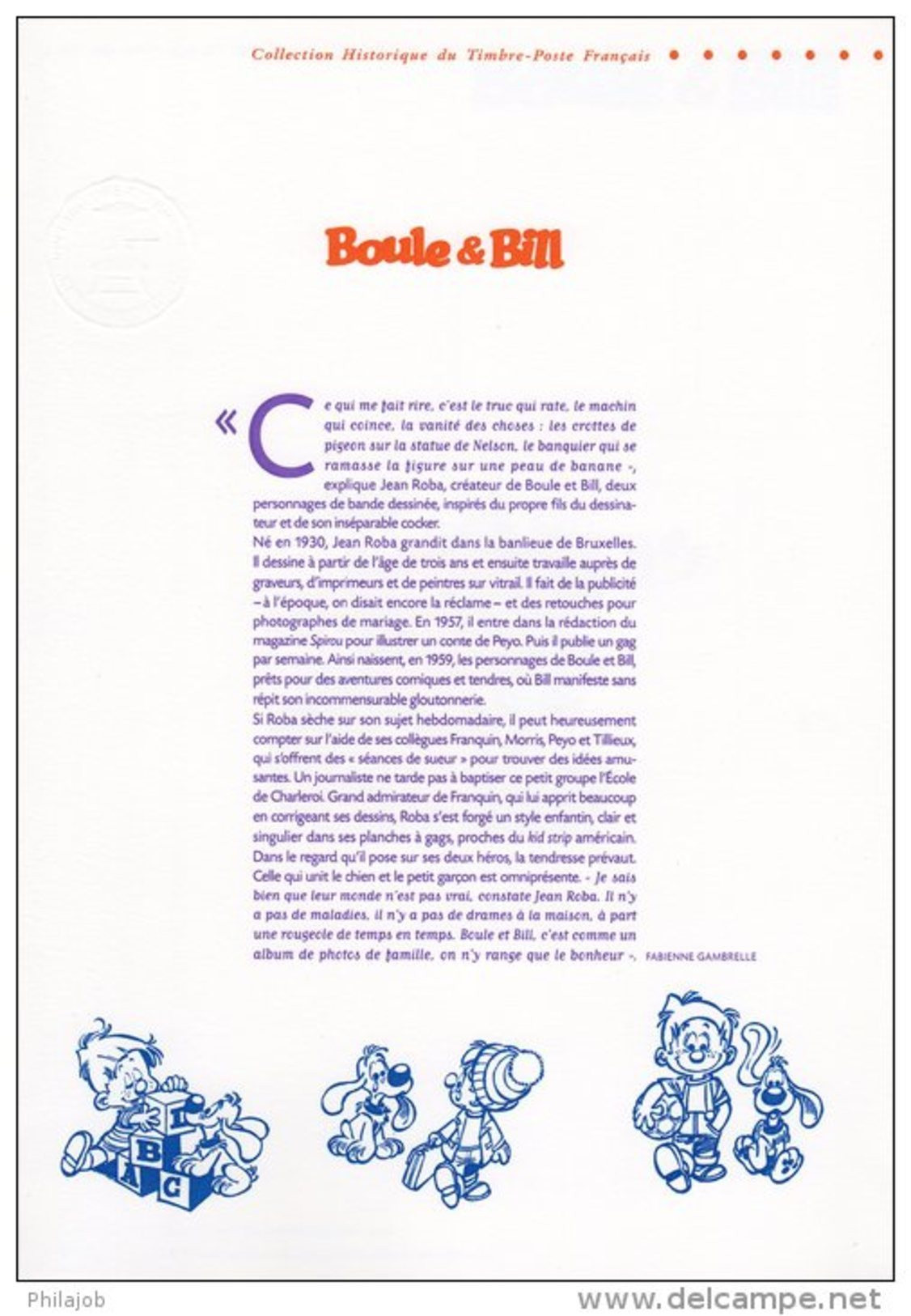 " BOULE ET BILL " Sur Document Philatélique Officiel De 4 Pages De 2002. N° YT 3467 3468. DPO - Comics