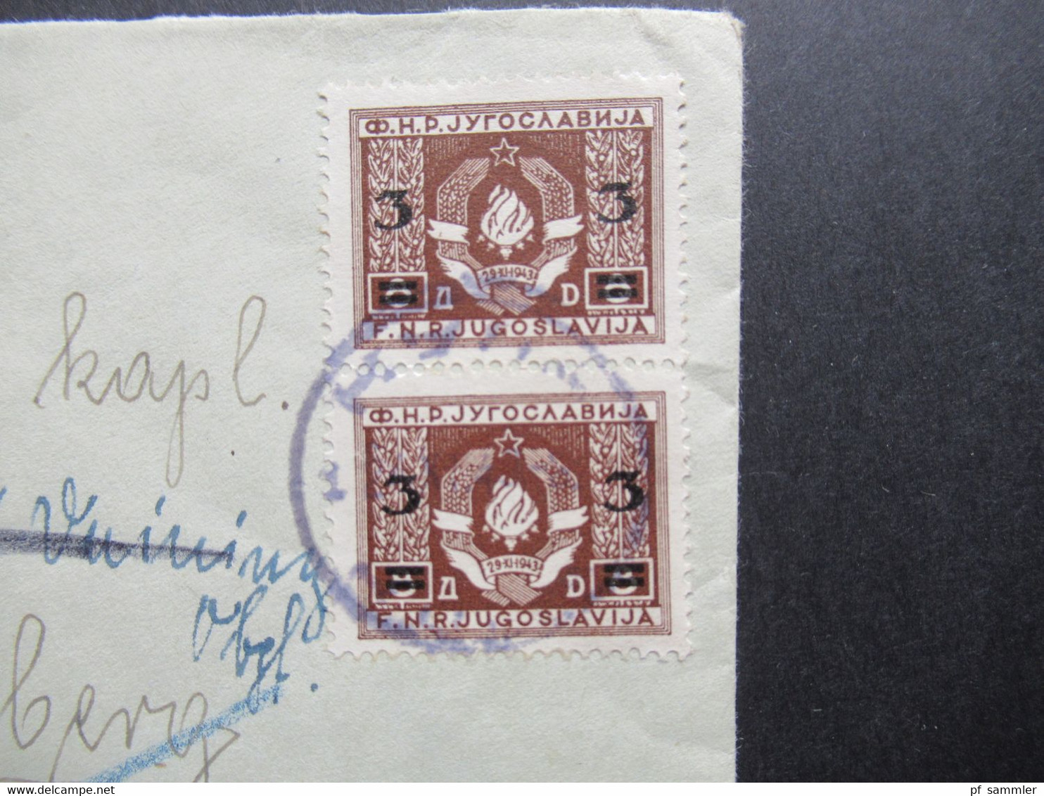 Jugoslawien 1949 Freimarken / Dienst Mit Aufdruck Nr. 581 (2) MeF Nach Habsberg Und 2x Weitergeleitet Mit Vermerk! - Storia Postale