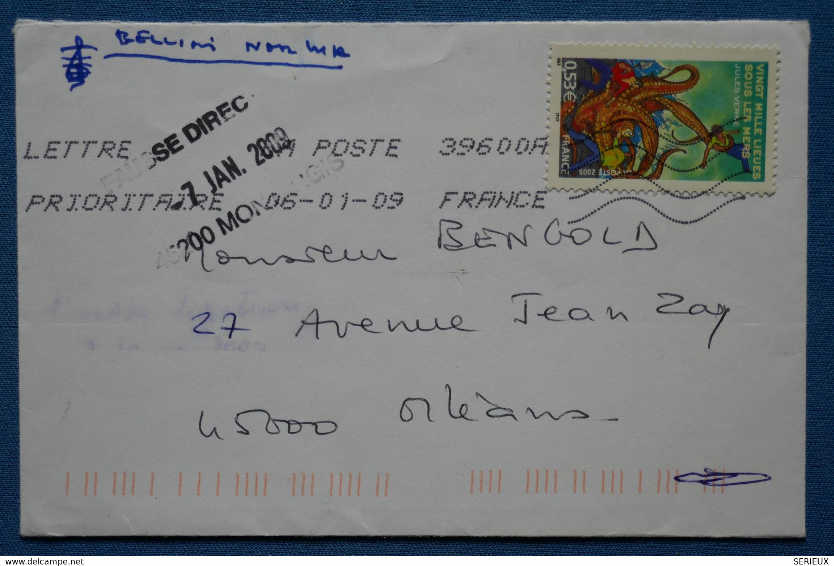 I 3  FRANCE  BELLE LETTRE ASSEZ RARE    2009  CACHET  FAUSSE DIRECTION MONTARGIS EN FAIT POUR ORLEANS - Used Stamps