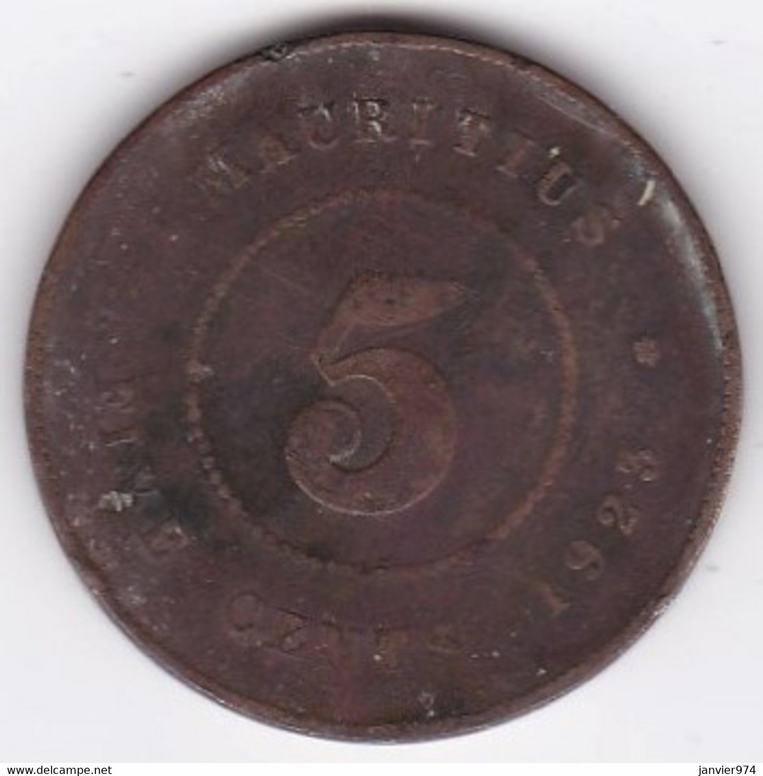 Ile Maurice , 5 Cents 1923 , George V, KM# 14 - Mauritius