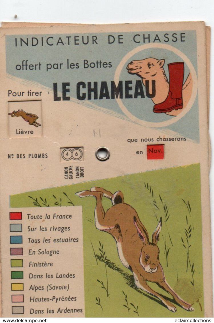 Thème Carte Postale  A Système :Double Sujet. Indicateur De Chasse Et De Pêche  . Bottes Le Chameau - (voir Scan) - Mechanical