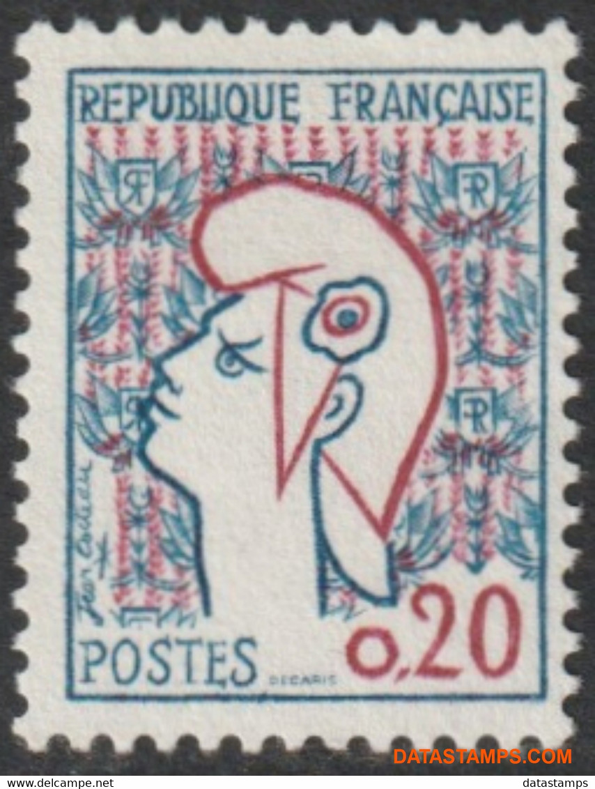 Frankrijk 1960 - Mi:1335, Yv:1282a, Stamp - XX - Marianne Cocteau - 1961 Marianne De Cocteau