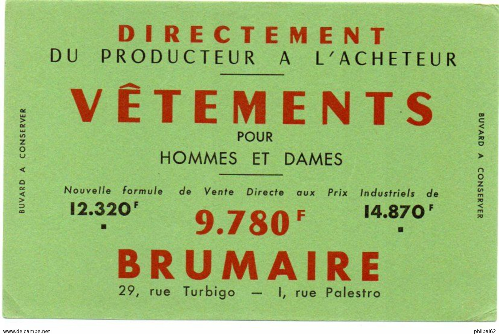 Buvard Ancien Vêtements Brumaire. - L